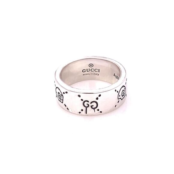Gucci Estate Engraved Ring Size 8 Sterling Silver 8.5 mm Height G49 - Picture 8 of 11